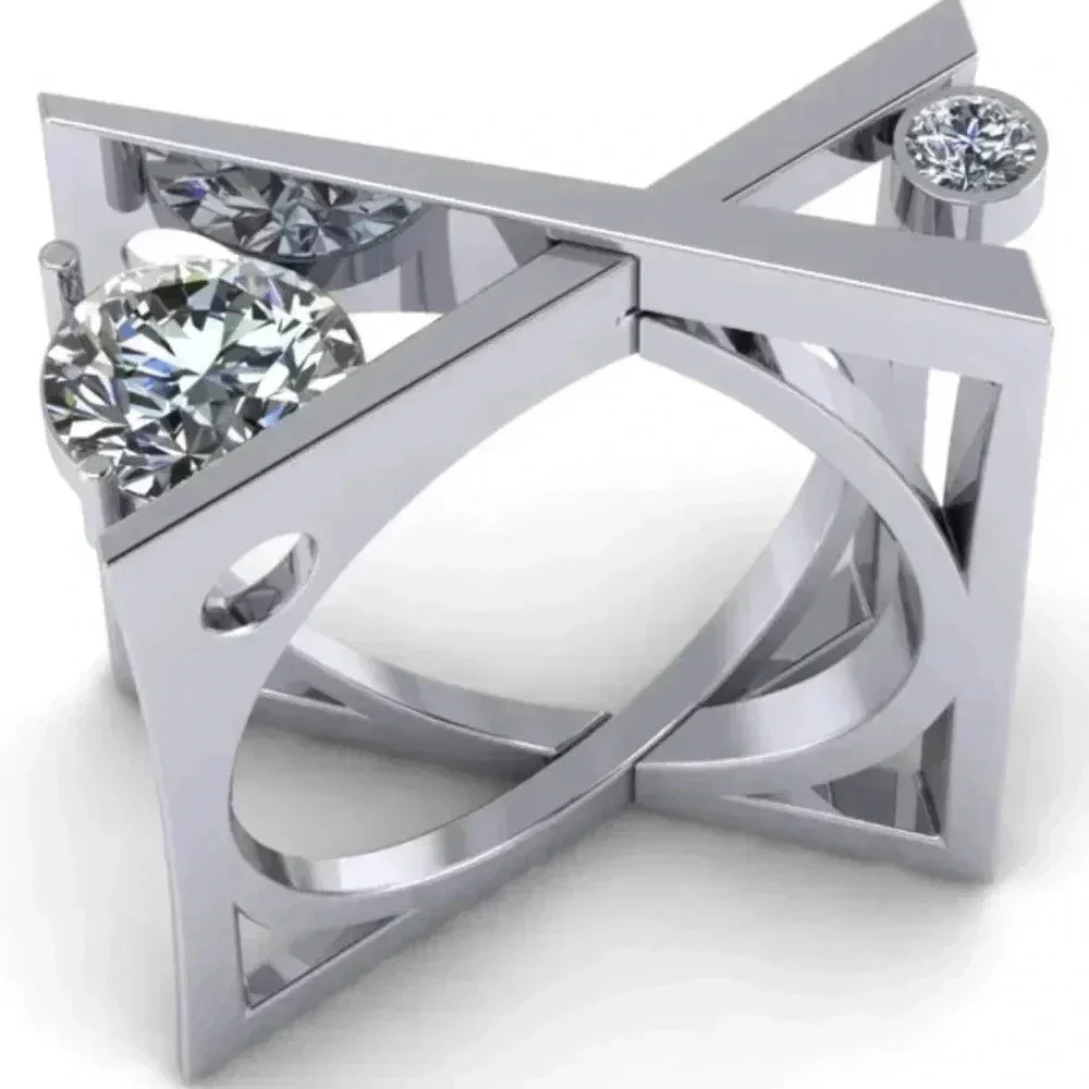 🍁Unique 925 Silver Plated X Overlapping Curious Ring, GPMB1427